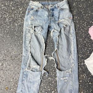 Levi's Ripped Light Blue Denim Jeans
